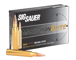 SIG SAUER
E3WMM1-20
MARKSMAN ELITE
300 WIN MAG, 190GR, OPEN TIP
MATCH
AMMUNITION

$99.90 /PER 20
$449 /PER 100