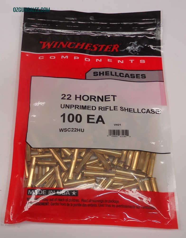 100 x Winchester 22 Hornet New Brass as pictured