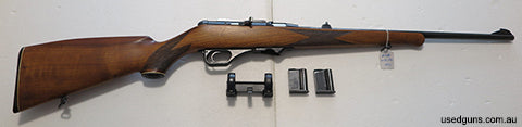 Semi auto rifle including the hand detachable 1-inch rings mount and two 5 shot mags. Larger mag included in the sale, with conditions. Unused since 1996 and wa