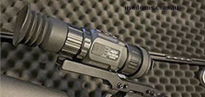 MS50R thermal mini sight. Has plenty of adjustability in terms of recticles. Has wifi so you can link it to iPad or screen for viewing. Has been an awesome scop
