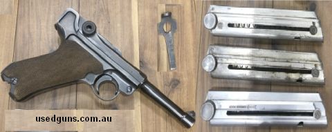Luger 9mm pistol, genuine article in great condition, includes 3x 10 round magazines and holster. Located Tamworth NSW