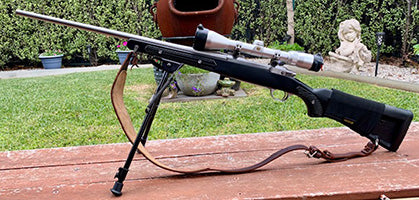 180 rounds of .243; leather shoulder sling and bipod included. This gun has black synthetic stock with stainless steel barrel