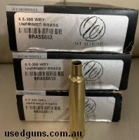 68 pcs of 1st fired Weatherby 6.5-300 Weatherby Magnum brass. Has been FL resized, ultrasonic cleaned and tumbled. Buyer to pay postage.