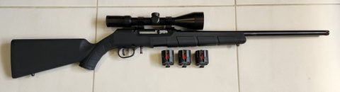 Excellent condition. Has aftermarket threaded barrel, comes with 3 x 9 variable scope and 3 x 10 shot magazines. No issues with feeding etc - has been most accu