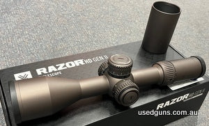 One only, Brand new in the box and reduced from $4710 to clear. Vortex Razor HD Gen II 4.5-27x56 With Horus Tremor 3 MRAD retcle in the first focal plane. 24mm 