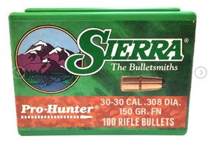 SIERRA
S2000
PRO HUNTER
30/30, 150GR, FNSP
PROJECTILES

SPECIAL
$59 /PER 100
$295 /PER 500