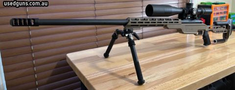 Built by LRP Solutions, 30‚Äö√Ñ√π Bartlein 1:9 twist throated for 220gr Berger LRHT and a Terminator T4 brake. Single shot defiance deviant tactical with 30 moa