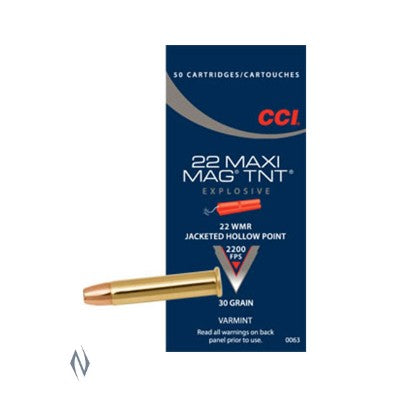 CCI 22WMR MAXI MAG TNT 30GR JHP 2200 FPS C63