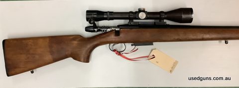 Good stock, safety/bolt stop not functional, barrel appears to have been installed crooked (Stamping and iron sight holes not aligned with centre of action). Sc