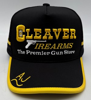 CTC 
TRUCKER CAP
CLEAVER FIREARMS
LIGHTNING YELLOW EDITION 
"THE PREMIER GUN STORE"
LIMITED NUMBERS

NEW $35