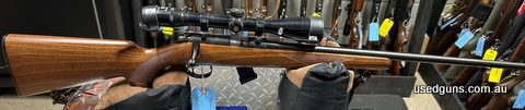 CZ 452-2EZKM American 22LR. Comes with 3 x 10 shot magazines. 1x 5 shot magazine. Wood stock blued barrel. Manufacture year 2014.
