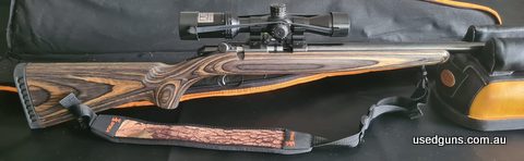 Ruger American 22LR Laminate stock shot 1300 rounds, complete with AR22 2-7 Vortex scope and soft cary case