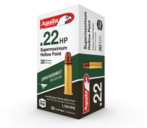 AGUILA
1B220297
SUPERMAXIMUM
22LR, 30GR, HYPER VELOCITY
COPPER PLATED HOLLOW POINT
1700 FPS

$13.90 /PER 50
$125.10 /PER 500
$236.30 /PER 1000