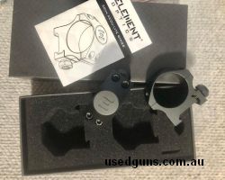 Element Accu Lite 30mm low rings to suit picatinny rail base. Quality 4 screw mounts height 22mm (0.78"). Phone 0429849007. If reply by email please forward ret