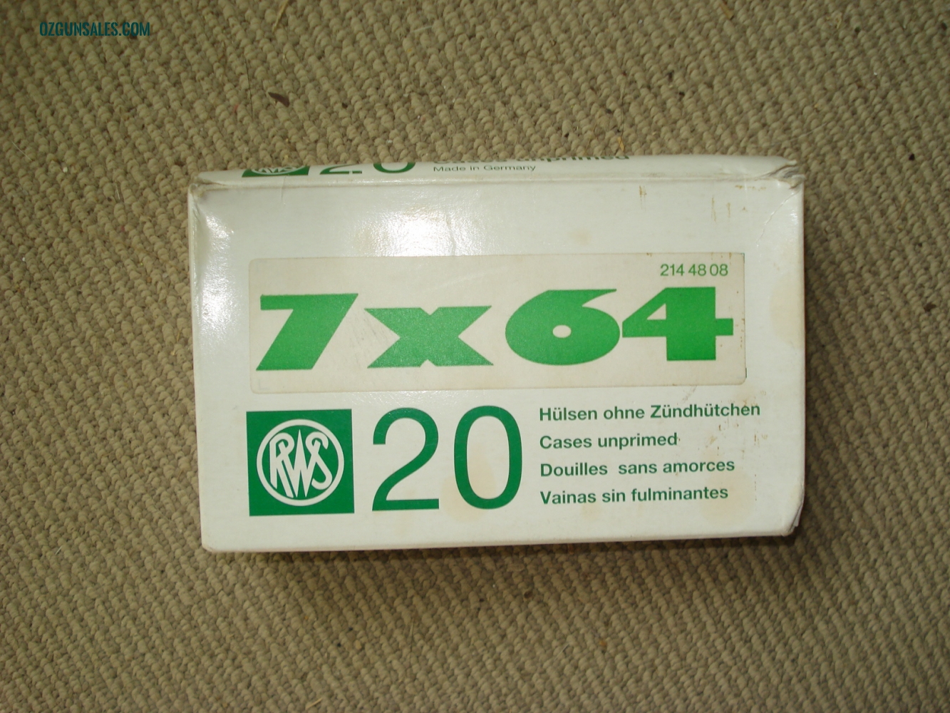 RWS 7x64 unprimed brass