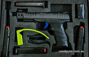 Excellent condition Walther Q5 including 4 full-length 10 round mags, 3 backstraps for different hand sizes, 3 optic mount plates, spare spring kit, owners manu