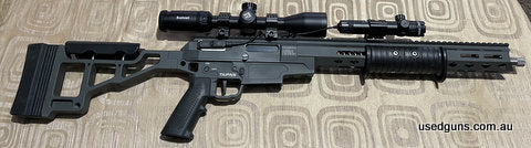 Taipan Lite. You know all about this rifle. In as new condition, fired 10 rounds, 8lb spring assist kit fitted with original box etc :-) Red dot stays but no sc