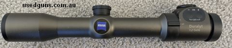 Zeiss Duralyt 1.2-5x36, illuminated dot in reticle. Has got a few marks but works well, $850. Posted