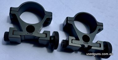 Factory Sako 25mm rings. Are in excellent condition. Think they are medium height. See pictures of tape measure showing heights.