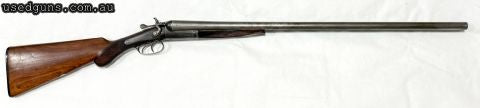 Good old English side-by-side hammer gun, complete and undamaged. The hinge has some movement but the action locks up tight. Fires reliably on both barrels and 