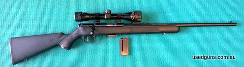 Savage 93F in 22 WMR, includes 1 x 5 round and 1 x 10 round mags, 4x32 Nikko Stirling Mountmaster scope in Leupold Rifleman scope rings. Hardly used, excellent 