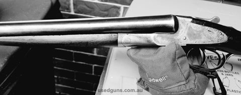 SIDELOCK HAMMERLESS 12 G SHOTGUN, SIDE BY SIDE, BUILT LIKE A TANK, NP, ONE OF THE BEST USA MAKE, 8 LB, 2.75 INCH CHAMBERS, TWO TRIGGERS, MANUAL SAFETY, JUST FUL