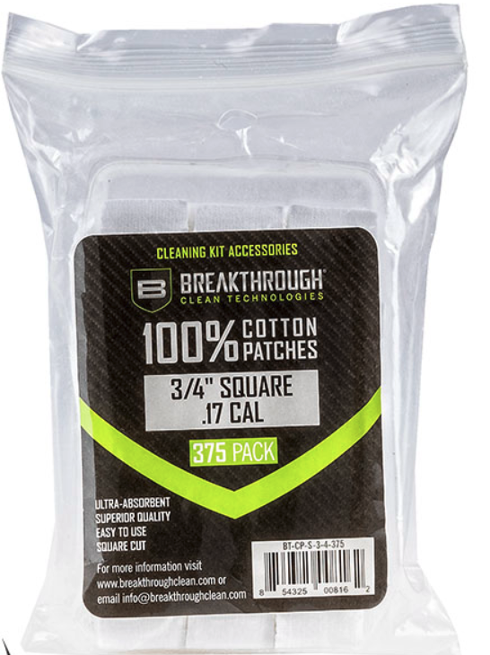 BREAKTHROUGH COTTON PATCHES .17 / 177 AIRGUNS 375PK