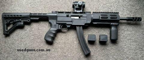 22 Charger with all the fruit. Arch Angel chassis kit with adjustable buttstock. Gunbloke suppressor. Vortex Crossfire red dot. MTD forehand grip. VOLQUARTSEN T