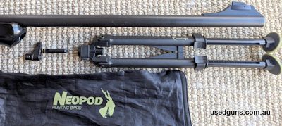 Neopod bipod. Made from carbon fibre reinforced PEET and weighing just 82 grams this is by far the lightest bipod on the market. Specifically made for hunting, 