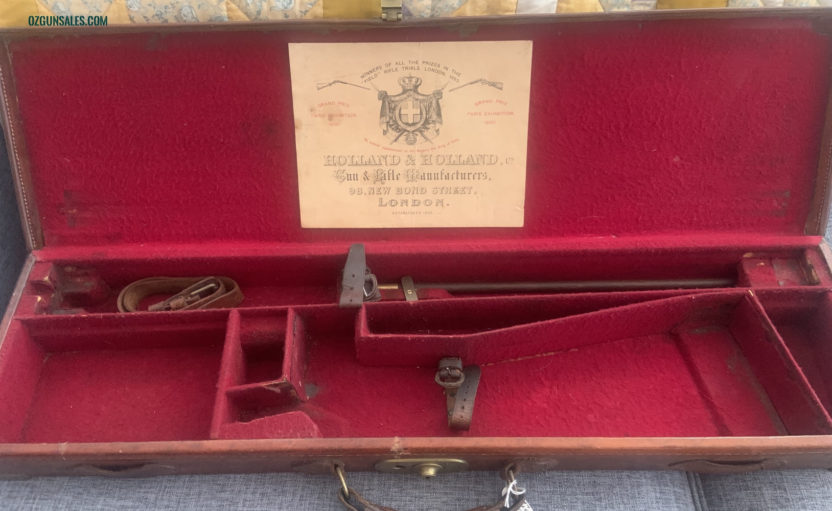 LEATHER BRASS BOUND GUN CASE - HOLLAND & HOLLA