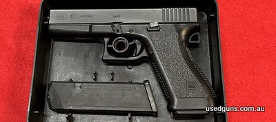 Glock Gen 2 17 9mm with 117mm barrel and 2 x 17 shot magazines and original "tupperware" container in good condition. For enquiries please call the store on 074