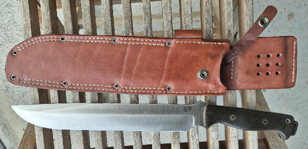 Bark river knife Bravo 3 cpm3v with mosaic pins and white liners