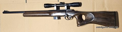 Interesting Australian made Naughton fieldman 22 WMR, these were built in Victoria back in the day, It's left hand thumb hole stock with right side ejection. (t