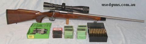 Has Maddco Stainless Steel Barrel. Comes with New Redding Dies. Over 1000 projectiles. 60 new and 120 used cases Price includes postage
