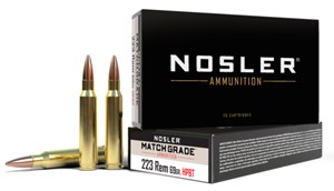 NOSLER
NA60023
MATCH GRADE
223REM, 69GR, HPBT
AMMUNITION

SPECIAL
$44.90 /PER 20
$224.50 /PER 100
$435 /PER 200