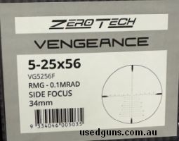 Zerotech Vengeance 5-25x56 RMG FFP MRAD with Spuhr S-4006 mounts Unused mounted on rifle only unfired $1000 + post