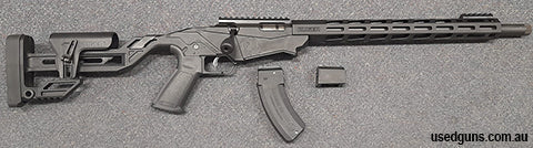 American Precision Rimfire in 22WMR in very good condition. Bore in excellent, rifling crisp and clear. Comes with 10 round and15 round magazines. Stock is pinn
