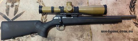 CZ 457 .22 cal Synthetic Varmint, 16" barrel. Comes with 45 MOA pic rail and installed bipod rail. Includes postage. Fired 20 rounds only and presents as new.