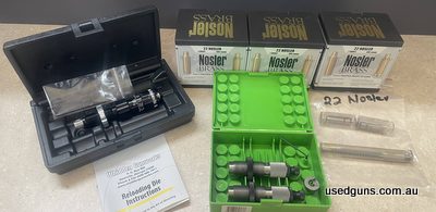 Great 22 Nosler Chambering kit. Comes complete with Custom unopened brass, PT&G reamer, No/Go gauges,Whidden Seating die,Redding 2 die set. Intrduced my son to 