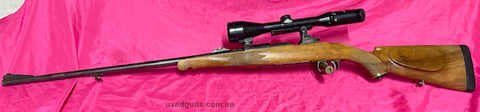 Looks to be a 1958 period proofed rifle that was built by a proficiant German gunsmith, the bore is still very shiny with loads of life, if you ever wanted to t