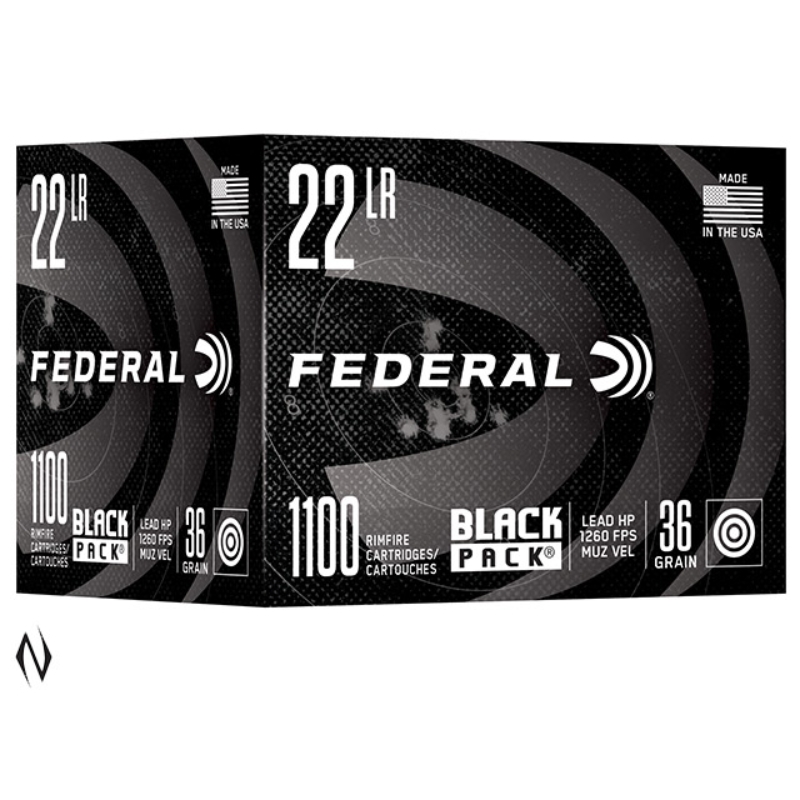 FEDERAL 22LR 36GR LEAD HP BLACK PACK 1100 PK 1260FPS