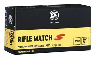 RWS
2314372
RIFLE MATCH S
22LR, 40GR, LRN
AMMUNITION

$23.90 /PER 50
$215.10 /PER 500
