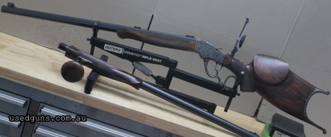 cpa stevens 44 1/2 comes with extra 38/55 barrel gun is in great condition with baldwin tang sight there is a hair surface crack in the pistol grip but doesnt g