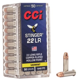 CCI 
C50 
STINGER
22LR, 32GR, HP
HYPER VELOCITY
AMMUNITION

SPECIAL 
$15.90 /PER 50
$139 /PER 500