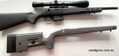 Bergara B14R in Remington synthetic varmint stock, timney 3oz benchrest trigger (no safety) extremely accurate rifle can provide photos of targets with multiple