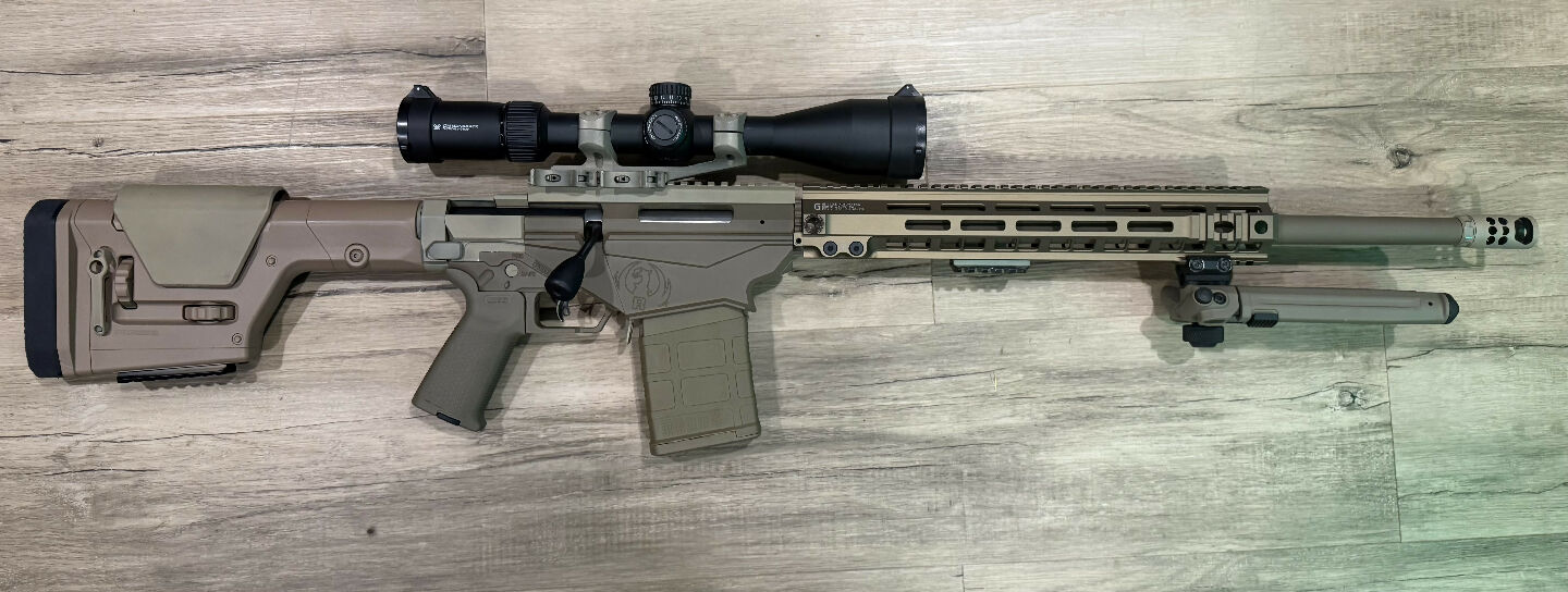 Ruger Precision 20 Inch 308W, custom FDE Cerakote great condition has seen a few Long range Comps out to 900 Yards and performed excellent,
