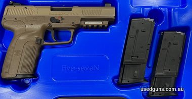 Brand new and in stock for immediate delivery. FN Five Seven 5.7x28 FDE. Comes cased with 3 x 10 shot mags. $30 freight to your dealer Australia Wide except WA.