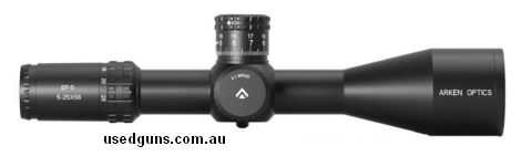 Brand new in box Arken EP5 5-25x56, FFP, Illuminated VPR MIL reticle, Zero Stop- 34mm tube. Price includes postage.