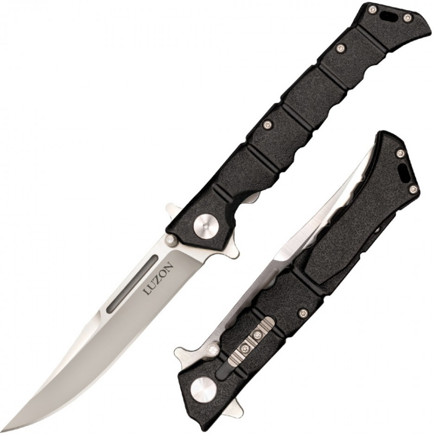 Cold Steel Medium Luzon Leaf-Spring Knife Black GFN, 4″ Satin Blade