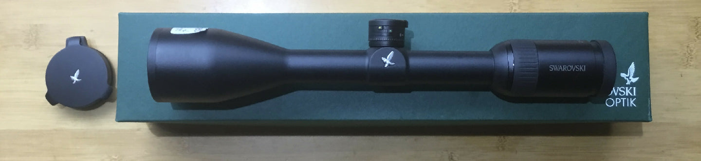 Swarovski Optic Z5 2.4 to 12 x 50 Ballistic Turret with plex reticle. I purchased this scope new and had it on a rifle I took to the range twice. It has fantast